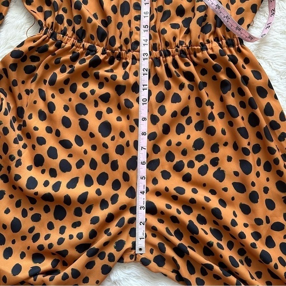 Rhode Jumpsuit Blake Long Sleeve Wide Leg Satin Leopard Cheetah Print L NWT New - Picture 12 of 15